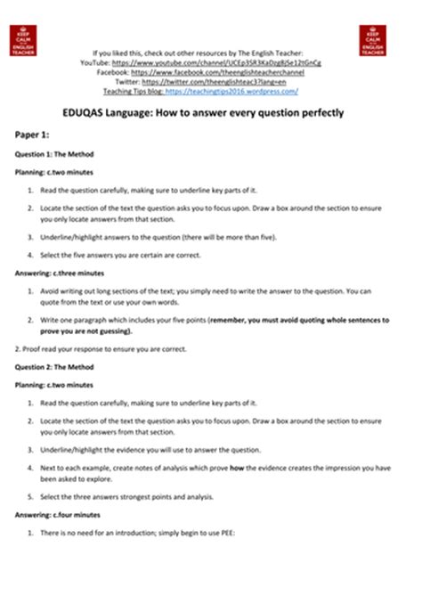 answer  eduqas gcse lang question perfectly teaching