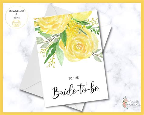 bridal shower card printable bride   card wedding etsy