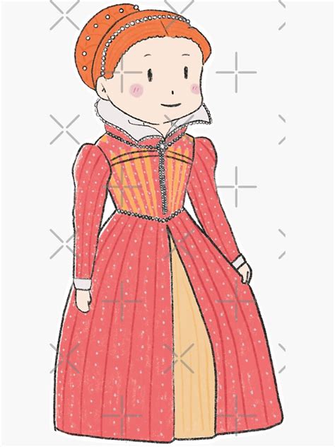 cute hand drawn mary queen  scots sticker  marioyama redbubble