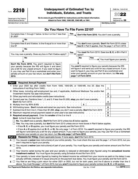 irs form  underpayment  estimated tax  individuals estates