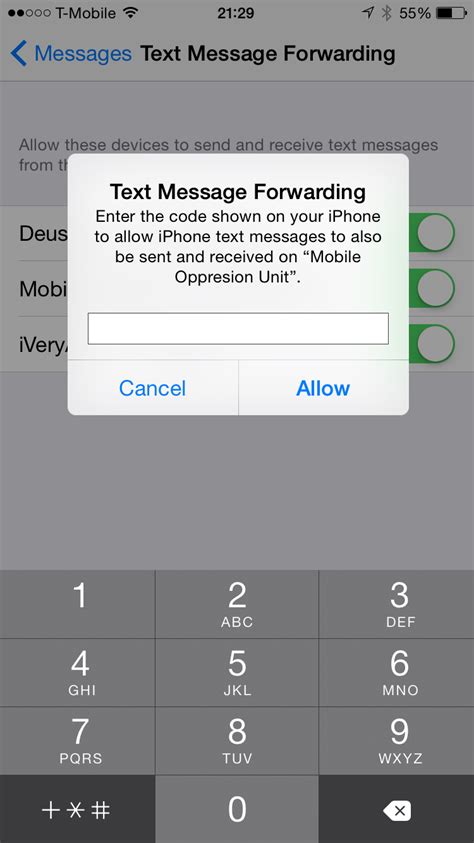 ios  text message forwarding prime