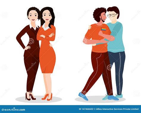 vector illustration of gay and lesbian couples stock illustration