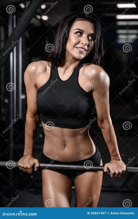 Brunette Fitness Wet Woman After Workout In The Gym Stock Image Image