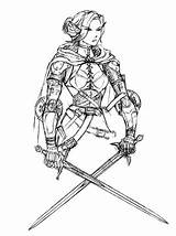 Swordswoman sketch template