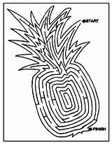 Maze Pineapple Coloring Mazes Pages Printable Puzzles Puzzle Sheets Games Hawaiian Fun Activity sketch template