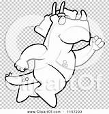 Triceratops Leaping Outlined Cory Thoman sketch template