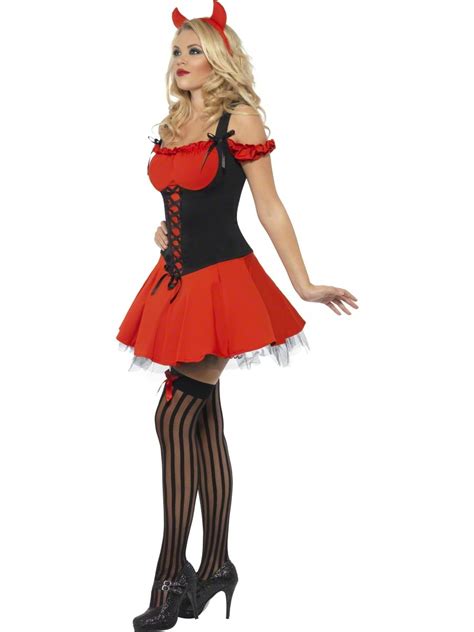 sexy red devil halloween ladies fancy dress womens costume outfit