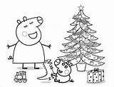 Pig Peppa Coloring Pages Printable Christmas sketch template