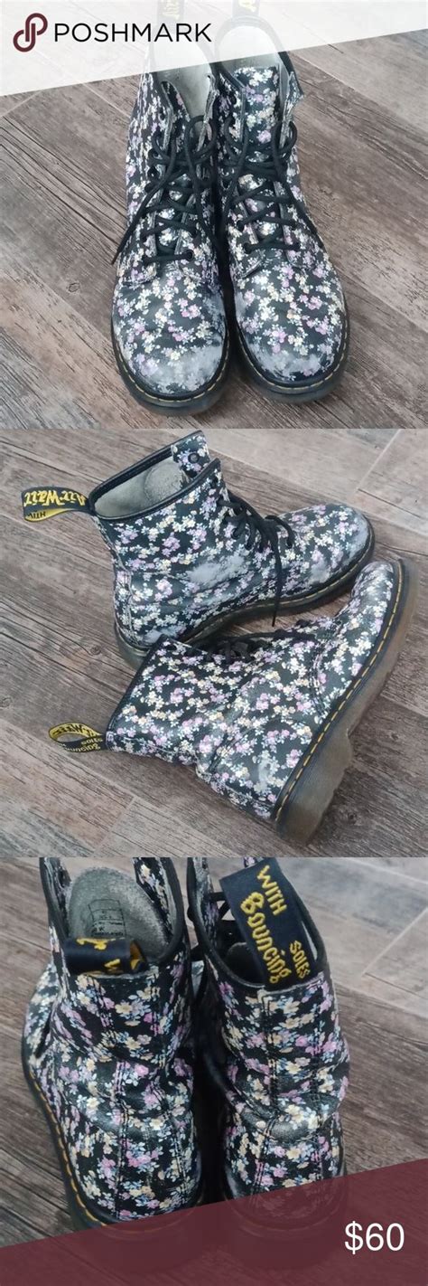floral  marten  eyelet clasic combat boots combat boots  martens boots