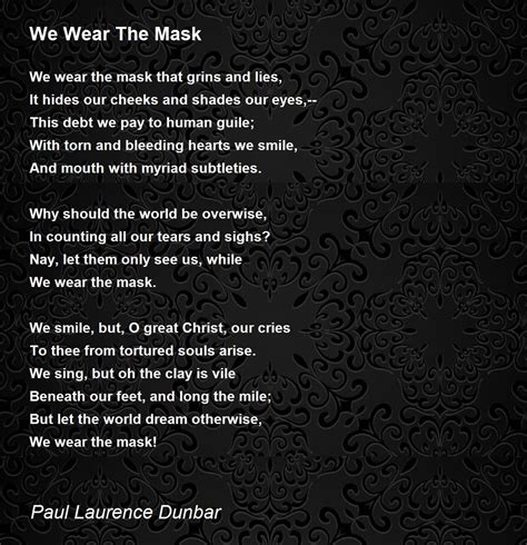 wear  mask poem  paul laurence dunbar poem hunter