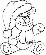Christmas Bear Teddy Coloring Santa Scarf Stuffed Book Toys sketch template