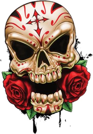 skulls skull roses sugar skull on fire tattoo clipart