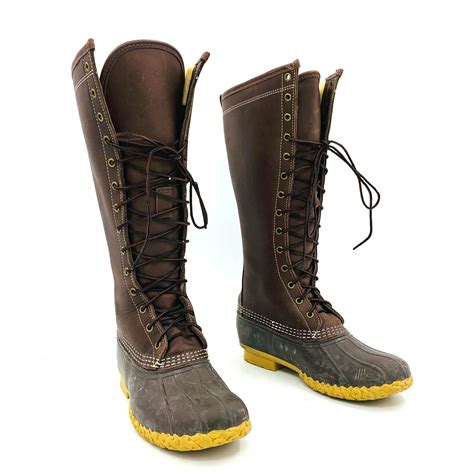 Ll Bean Boots Tall Brown Leather Boots Shearling Lined Womens Size 8 Ebay