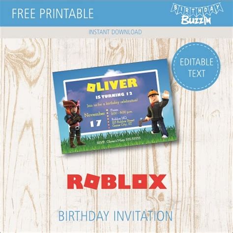 printable roblox birthday invitations birthday buzzin