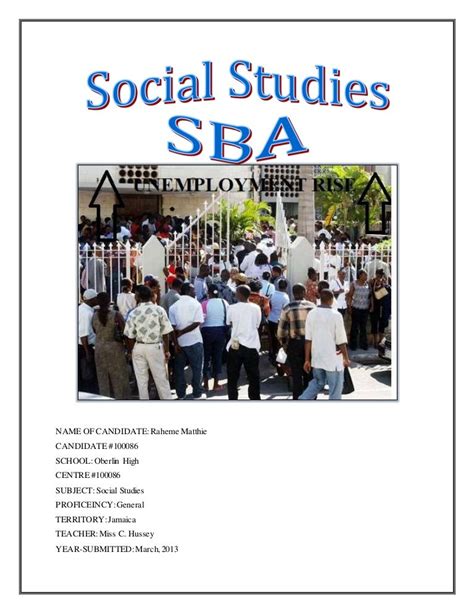 social studies sba sample cover page
