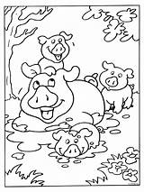 Kleurplaten Kleurplaat Modder Varkens Dieren Varken Boerderij Koe Kalf Lente Binatang Hewan Mewarnai Animasi Coloriages Animated Jonge Bergerak Biggetjes Schwein sketch template