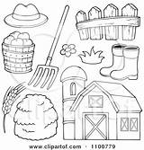 Clipart Barn Hay Farmer Boots Hat Fence Wheat Outlined Pitchfork Apples Rubber Illustration Visekart Royalty Vector Print Poster 2021 Bale sketch template