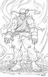 Ryu Dibujos Hadou Akuma sketch template