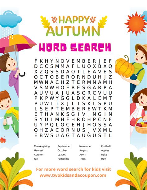 printable fall word search printable templates