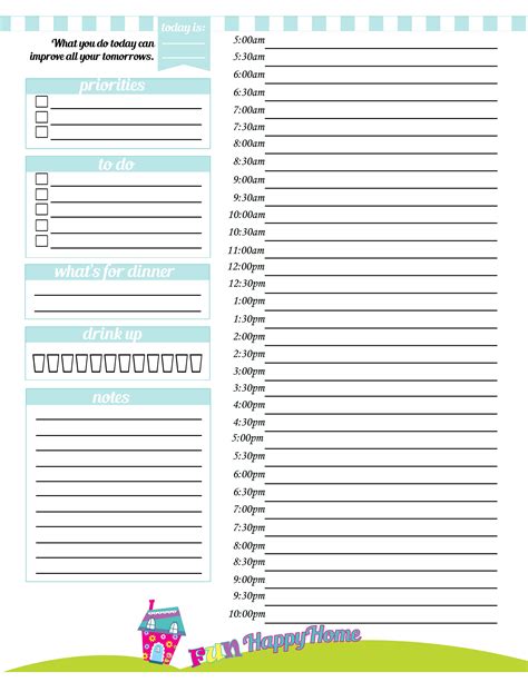 day  printable planner page fun