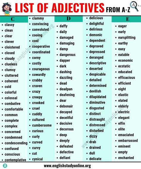 list of adjectives a huge list of 900 adjectives in english for esl