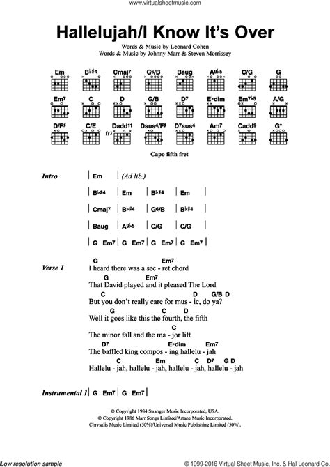 buckley hallelujah i know it s over sheet music for guitar chords