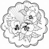 Coloring Pansies Flower Pages Color Stress Anti Printable Digital Diy sketch template