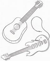 Colorear Instrumentos Cuerda Guitarra Guitarras sketch template