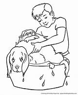 Coloring Dog Pages Bath Kids Pet Clipart Pets Giving Sheet Animals Dogs Puppies Drawing Colouring Animal Printable Clip Breeds Color sketch template