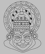 Kathakali Outline Painting Drawing Kerala Mural Drawings Face Mask Paintings Dress Fabric Masks Canvas Pages Coloring Indian Pencil Sketch Saree sketch template