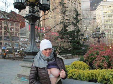 Wife Braving The Cold To Flash In The City August 2013