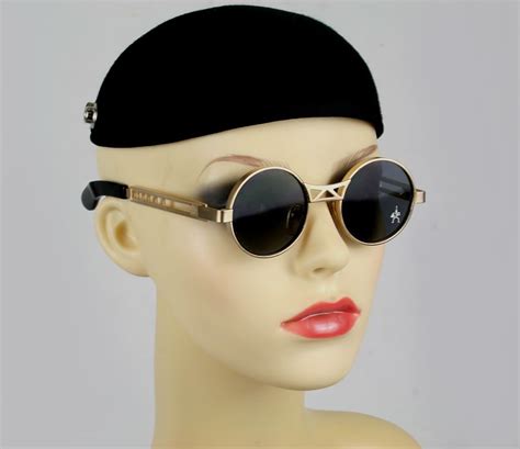 Hi Tek Round Black Metal Sunglasses With Black Lenses Ht 165 Hitek