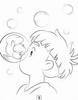 Ghibli Ponyo Tatuagem Florais Chihiro Ilustrações Spirited Tatuagens Tutoriais Kiki Páginas Desenhando Esboços Coloração Adulta Lineart Pequenos Viagem Adesivos Ausmalen sketch template