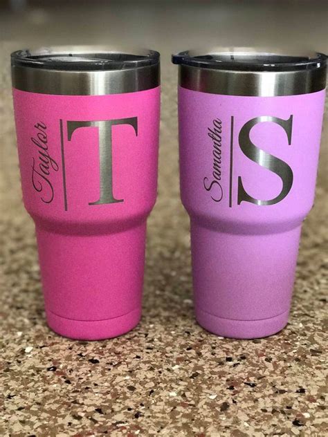 oz personalized initial coffee tumbler iced coffee gift etsy