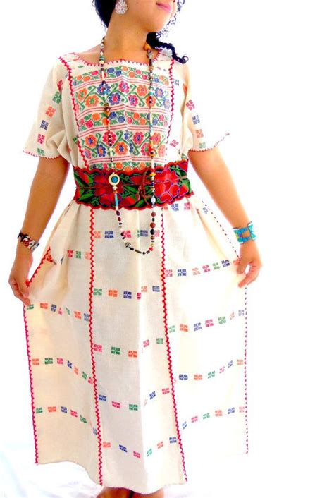 Divina Mexican Huipil Tunic Contemporary Handwoven Maxi Dress Frida