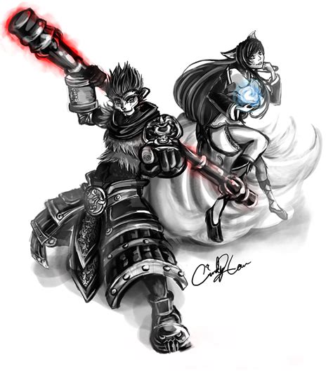 league of legends ahri and wukong by synchronetta on deviantart