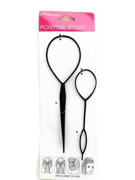 pair  black hair twisting tools styling loop ponytail styler plastic