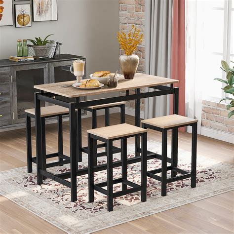 piece dining set counter height dining table set   chairs segmart kitchen table set