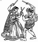 Gujarati Dandiya Coloring Dances Indian Garba 4to40 sketch template