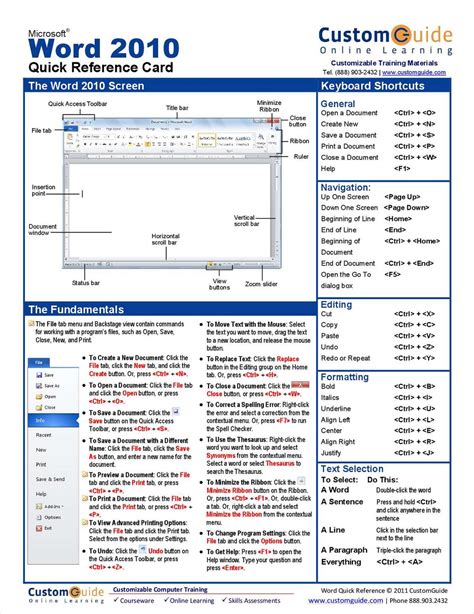 microsoft word   quick reference card  reference card