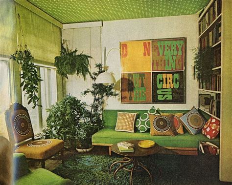 image result for green 70s bedroom retro interior design vintage