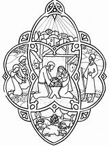Stained Coloring Nativity Creche sketch template