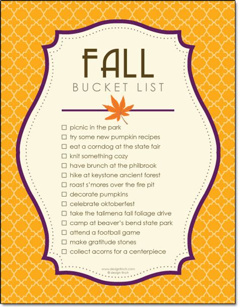 fall bucket list design finch