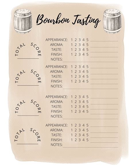 printable whiskey tasting sheet template