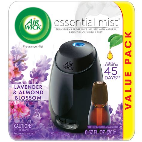 air wick essential mist starter kit diffuser refill lavender  almond blossom essential