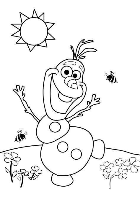 naive cute snowman olaf printable frozen coloring pages print color