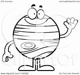 Jupiter Clipart Planet Cartoon Waving Coloring Outlined Vector Thoman Cory Royalty sketch template