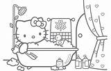 Kitty Hello Coloring Bath Pages Para Taking Un Tomando Bano sketch template