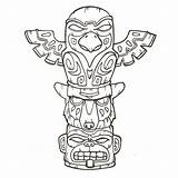 Totem Poles Drawing Tiki Indians sketch template