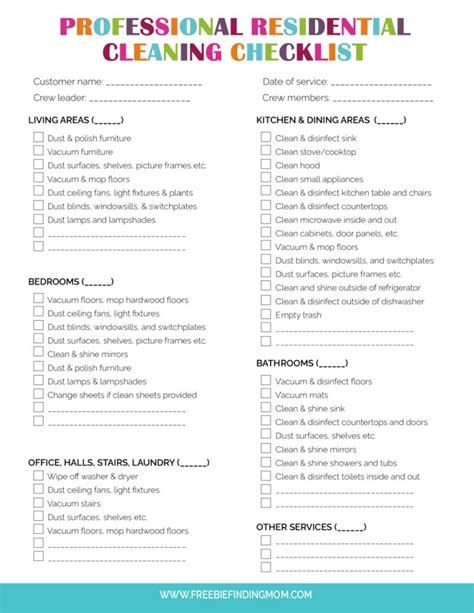 professional checklist  cleaning  house printable  freebie